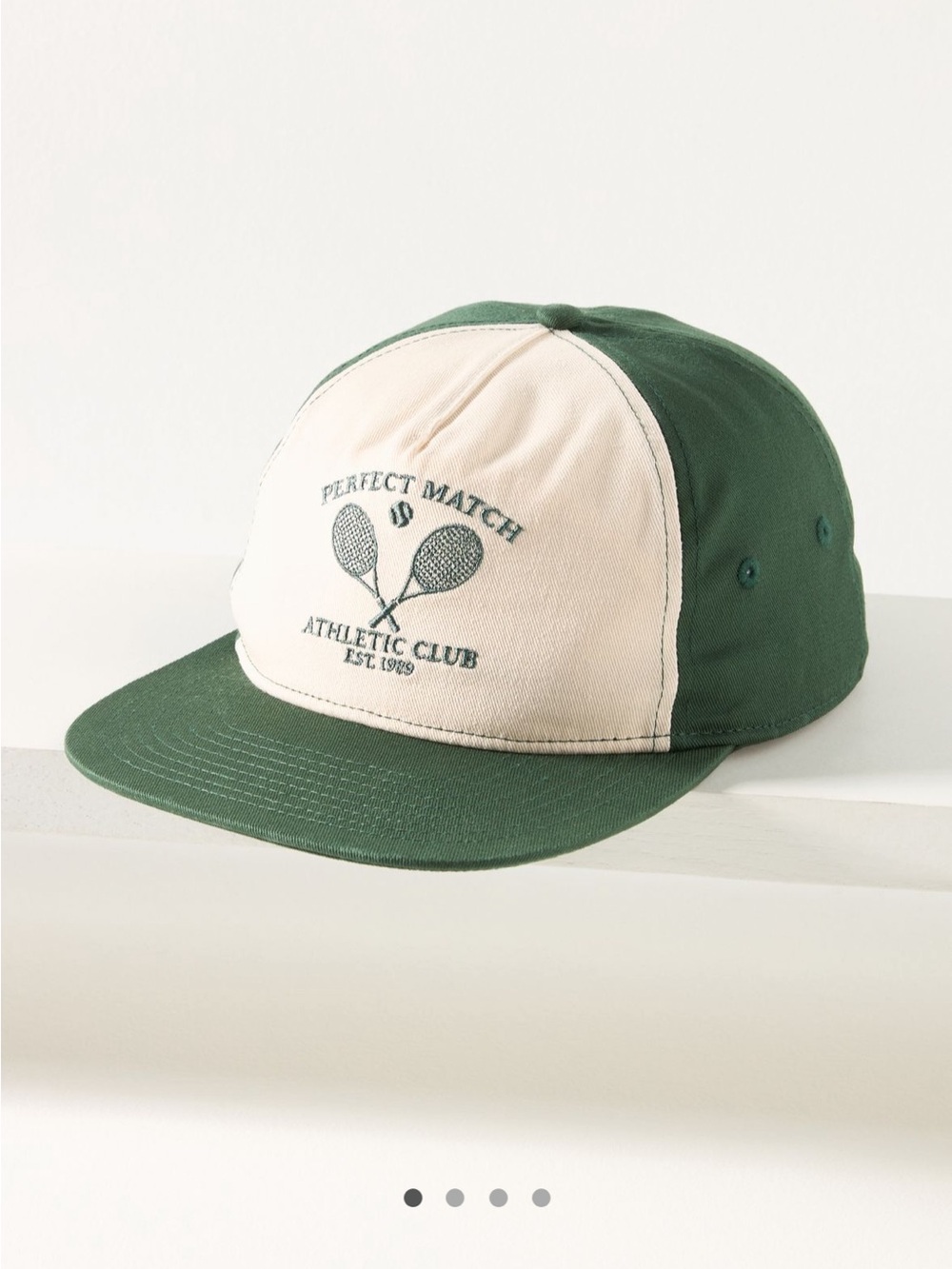Anthropologie Green and Cream 'Perfect Match' Athletic Club Baseball Cap